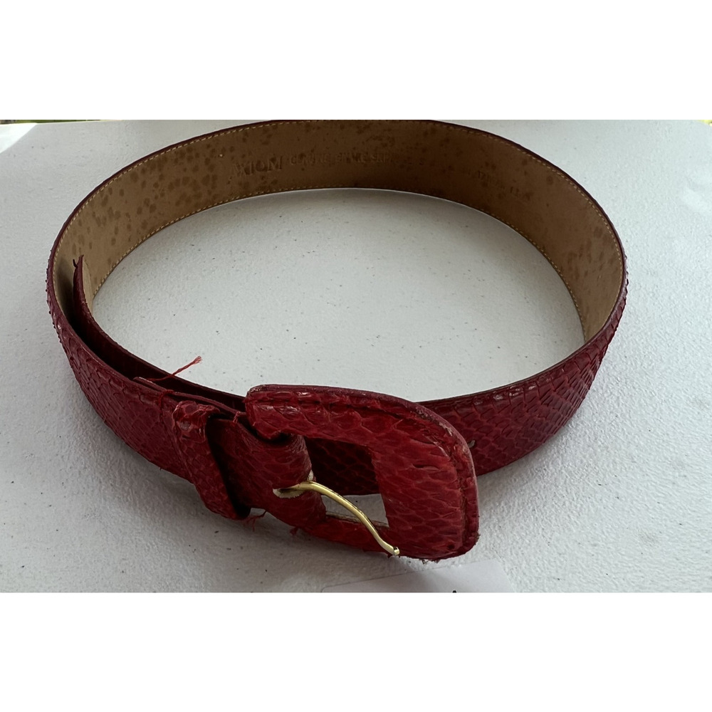Axiom Belt Size S 31.5" Vintage Red Genuine Snake Skin Leather Made In Taiwan